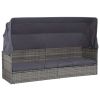 Garden Bed with Canopy Gray 80.7"x24.4" Poly Rattan