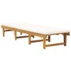 Folding Sun Lounger with Cushion Solid Acacia Wood Cream White