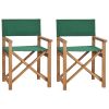 Director's Chairs 2 pcs Solid Teak Wood Green