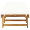 Folding Sun Lounger with Cushion Solid Acacia Wood Cream White
