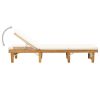 Folding Sun Lounger with Cushion Solid Acacia Wood Cream White