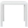 Garden Table White 31.1"x31.1"x28.3" Plastic Rattan Look