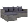 4 Piece Garden Lounge Set with Cushions Poly Rattan Gray