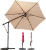 SR Outdoor Aluminum Patio Umbrella, Large Outdoor Umbrella Polyester Patio Shade 95% UV Protection,Offset Patio Umbrella With Base
