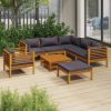 8 Piece Patio Lounge Set with Cushion Solid Acacia Wood