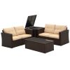 (Only for Pickup)Aluminum 6 Piece Rattan Sectional Seating Group