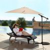 SR Outdoor Aluminum Patio Umbrella, Large Outdoor Umbrella Polyester Patio Shade 95% UV Protection,Offset Patio Umbrella With Base